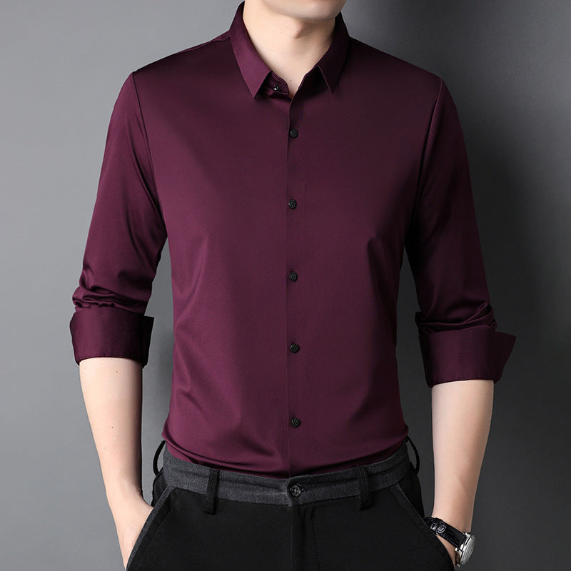 Men's Shirt Leisure Iron-free Micro-elastic Long Sleeve