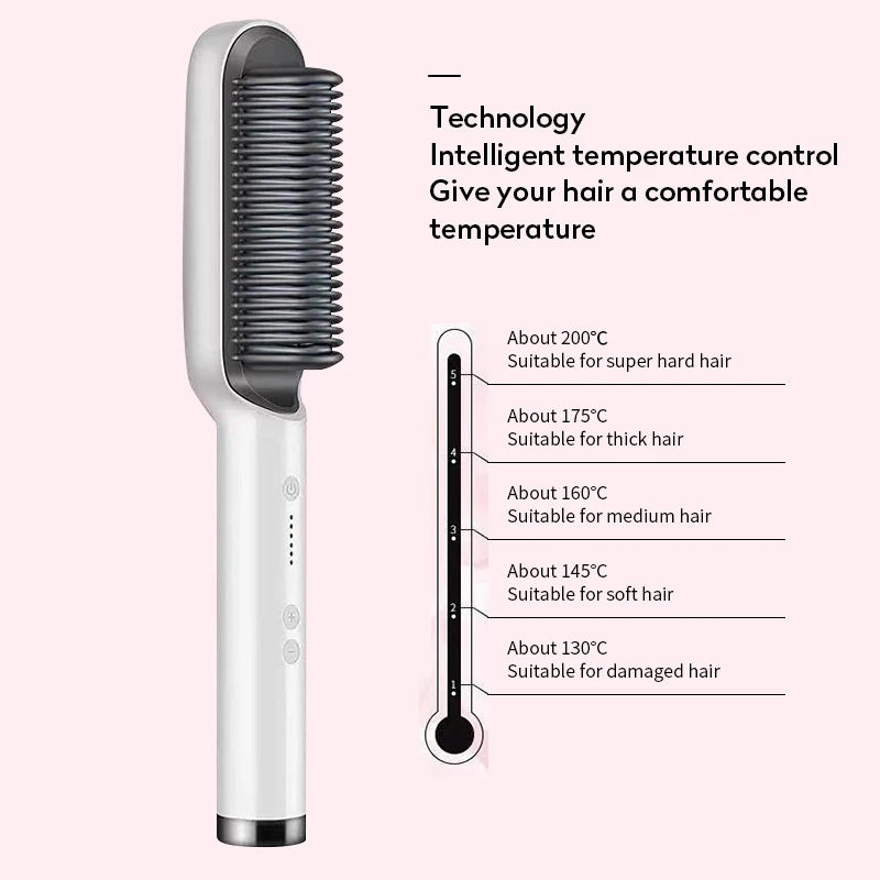 New 2 In 1 Hair Straightener Hot Comb Negative Ion Curling Tong